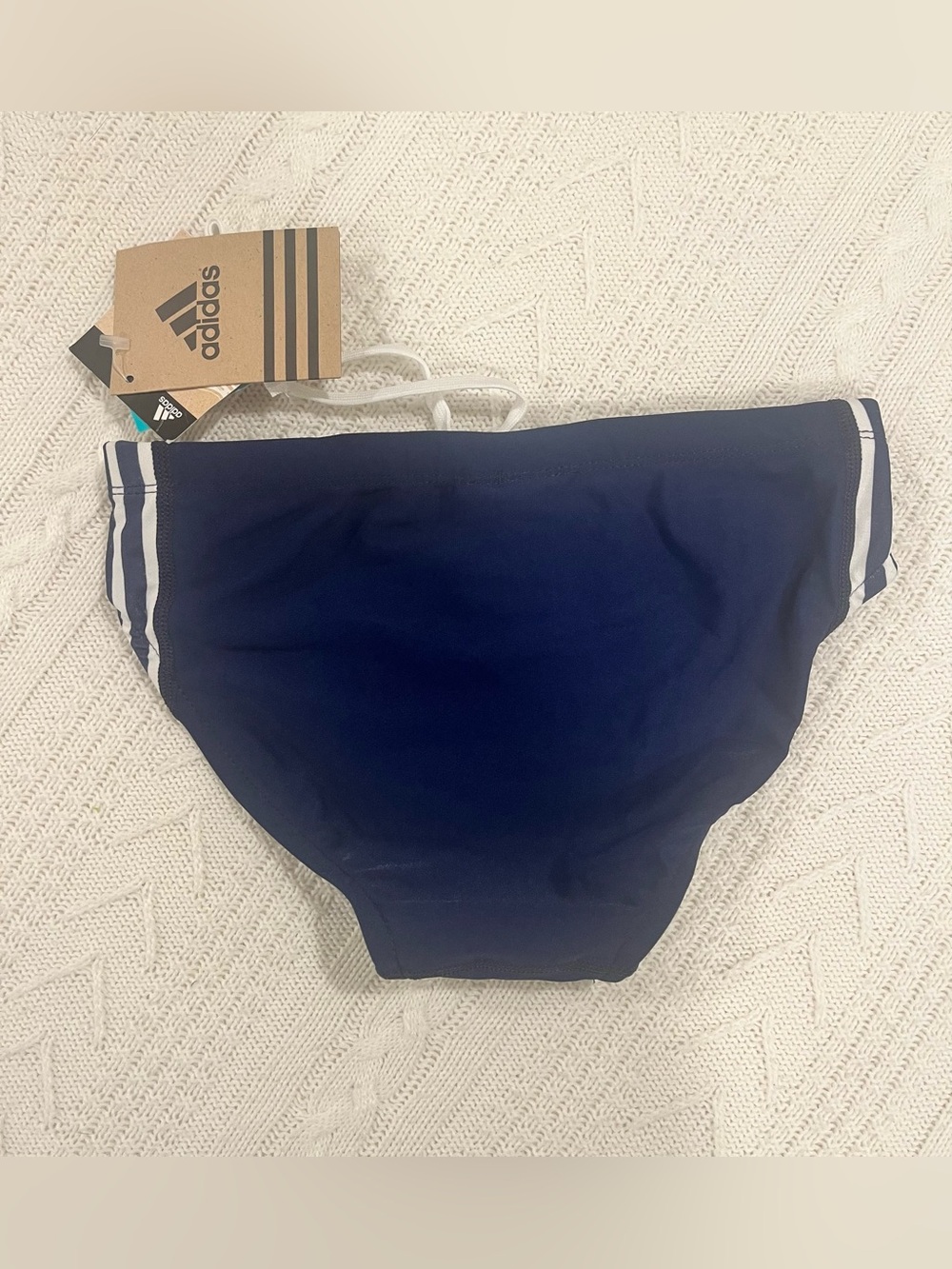 NWT Adidas Men's Swim Briefs Navy Blue White Striped Size 30 - Picture 2 of 8